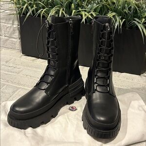 Brand New Moncler Black Platform Combat Boots size 41